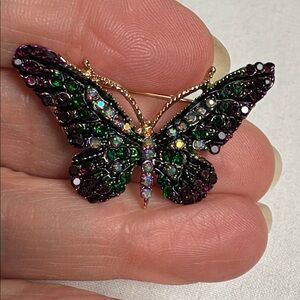 Butterfly purple green Brooch Pendant